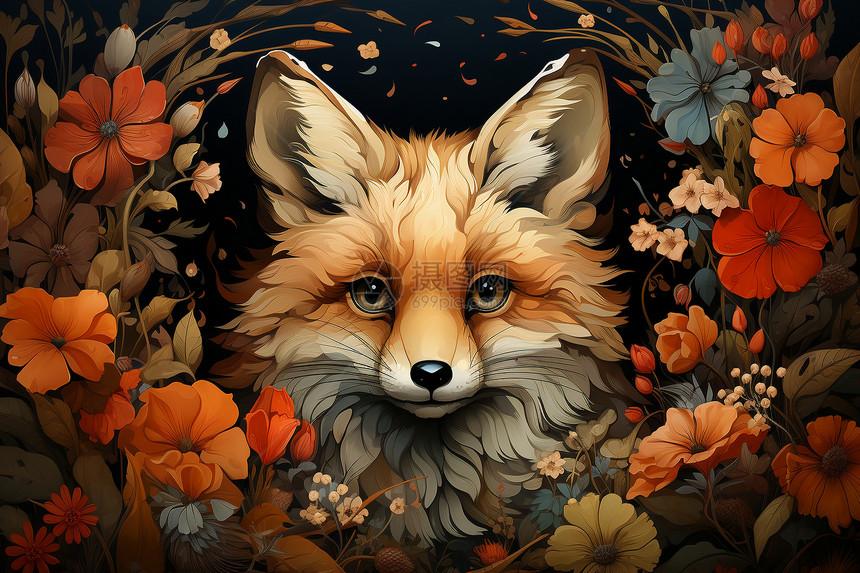狐狸的魅力艺术插图图片