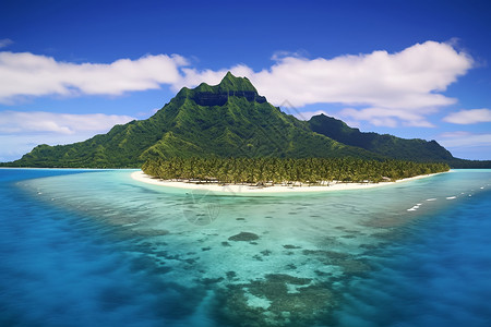 蔚蓝海水的热带岛屿图片