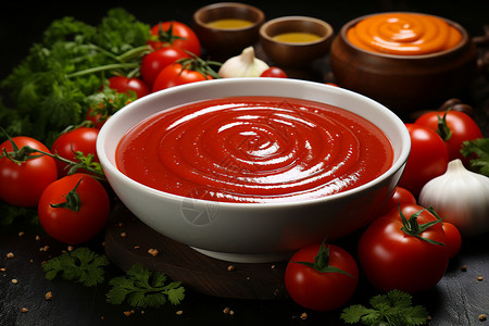 碗中美味诱人的番茄酱图片