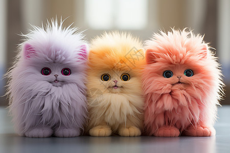 一群猫咪毛茸茸的猫咪玩偶设计图片