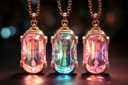 立体粉色金装饰梦幻多彩的立体水晶钥匙链背景