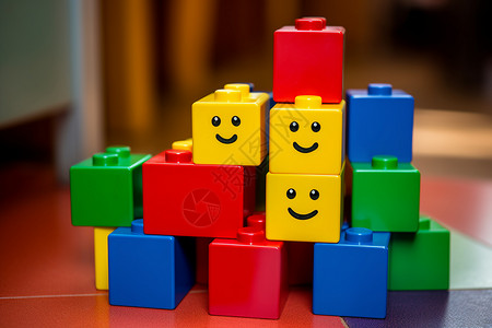 可爱笑脸素材儿童益智的方块玩具背景