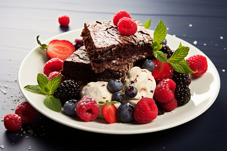 甜蜜诱惑的浆果巧克力蛋糕图片