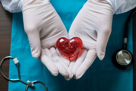 献血日手绘人物医生手持心脏模型背景
