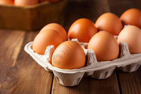 盒子中新鲜健康的鸡蛋高清图片