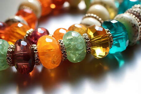 彩色发光宝石精致的宝石手链背景