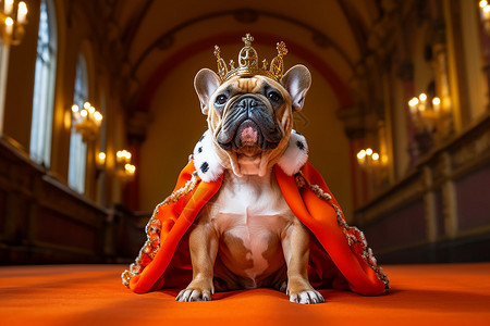 戴着皇冠的狗狗图片