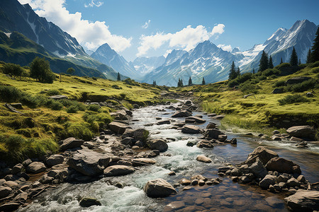 景色优美的山涧小溪高清图片