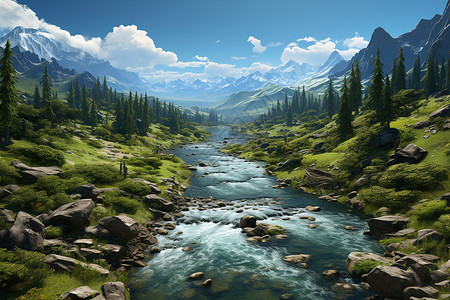 迷人的自然河流高清图片