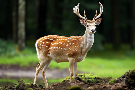 哺乳小鹿美丽的梅花鹿背景