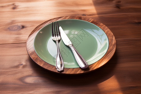 现代简约的餐厅餐盘背景图片