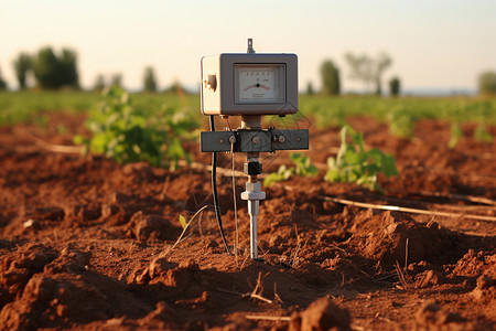 现代农业的土壤湿度监测器高清图片