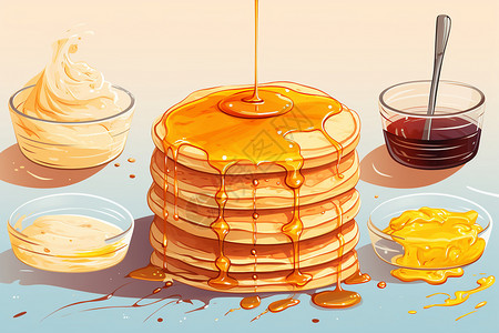 油炸圈饼美味的蜂蜜插画