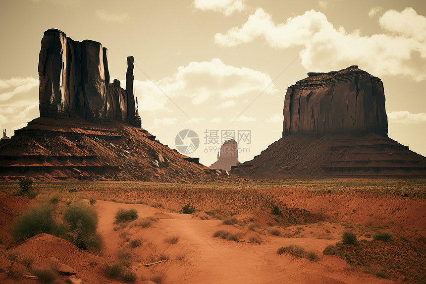 沙漠中天然形成的砂岩景观图片