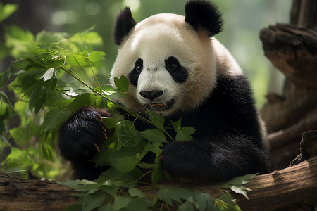 大熊猫的食物享用食物的大熊猫背景