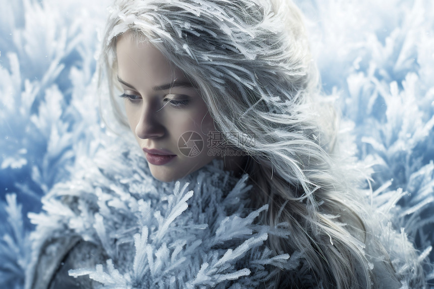 冬季冰冻的美丽女子图片