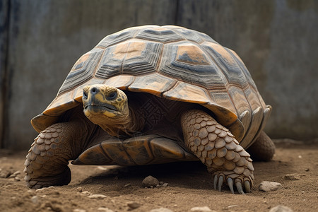 草地上爬行的斑纹龟高清图片