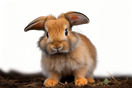泥土上呆萌的小兔子图片