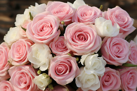 浪漫婚礼上的玫瑰花束图片