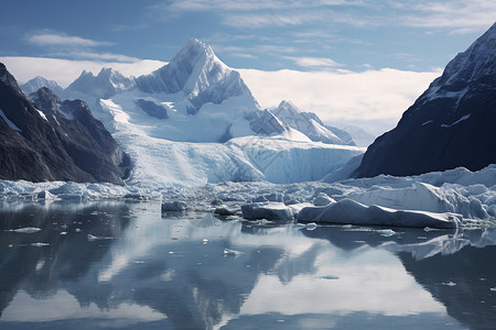 生态环境污染后融化的冰川景观图片