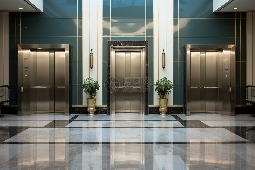 现代简约明亮的电梯图片