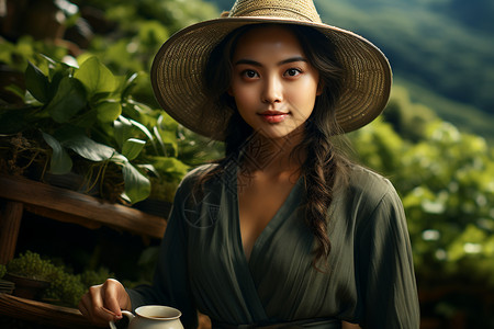 优雅的女茶农图片