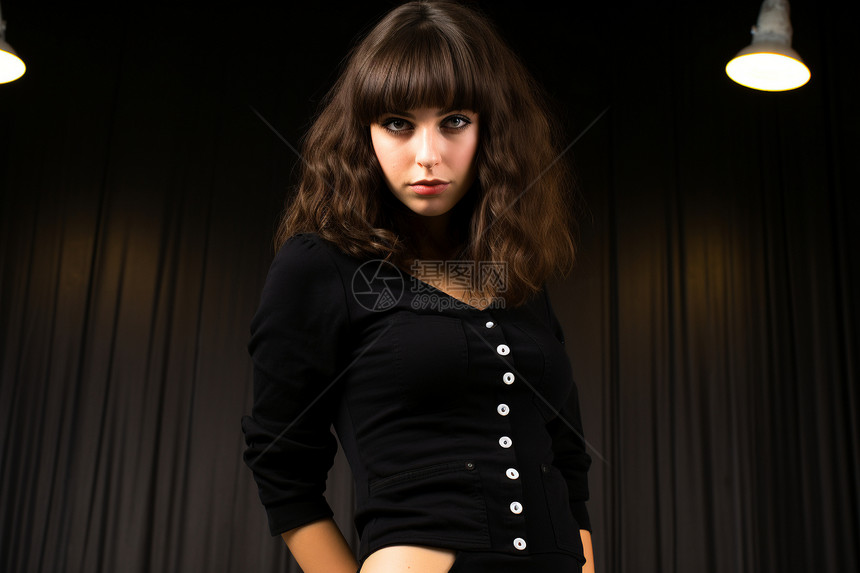 时尚的黑衣女人图片