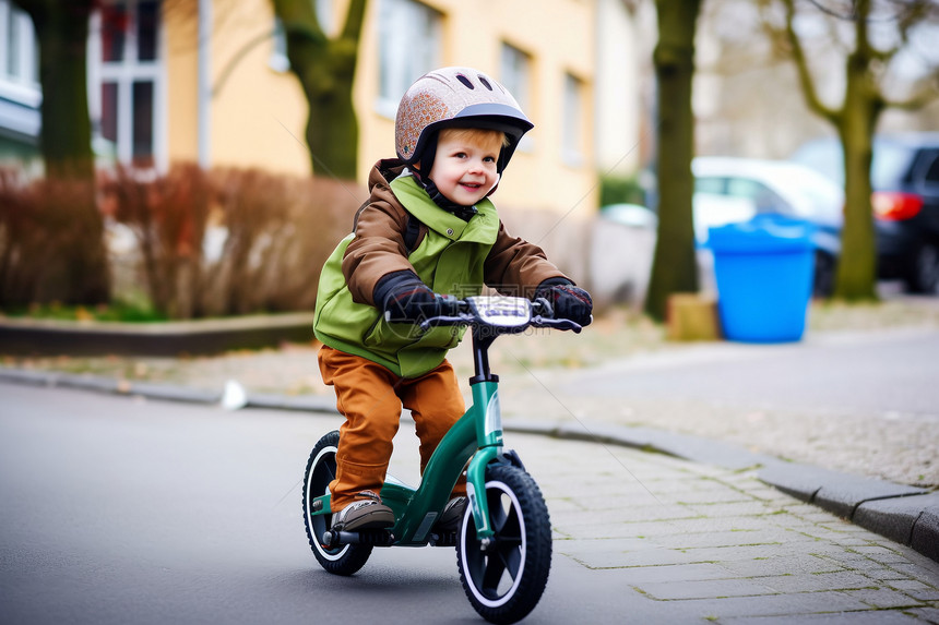 骑平衡车的小孩图片