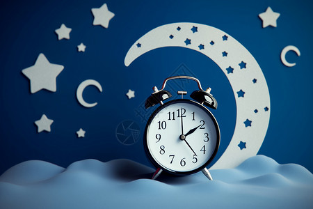蓝色钟表睡眠时间追踪背景