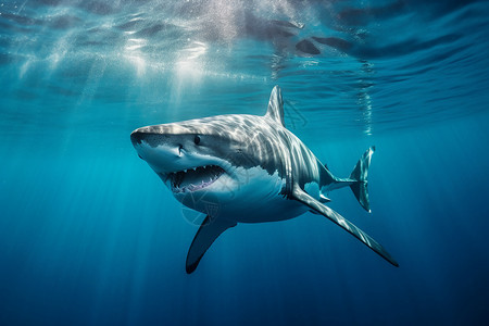 游泳危险海洋中游动的鲨鱼背景