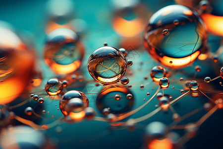 水蜘蛛清新的水泡分子设计图片