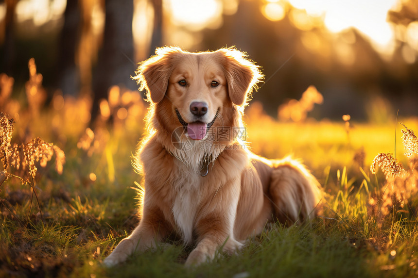 阳光下的金毛犬图片