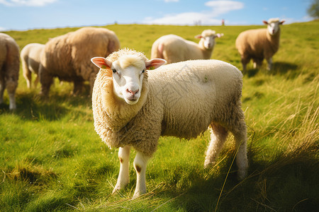 高清绵羊群草原上的绵羊群背景