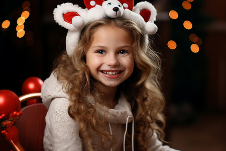 快乐的圣诞女孩背景图片