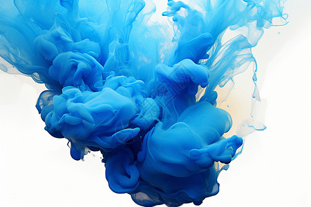 染料墨水蓝色液体漂浮在水中插画
