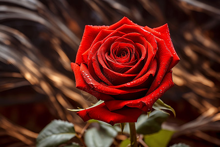 水珠点缀的红玫瑰背景图片