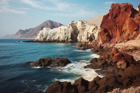 海岸线上的火山岩背景