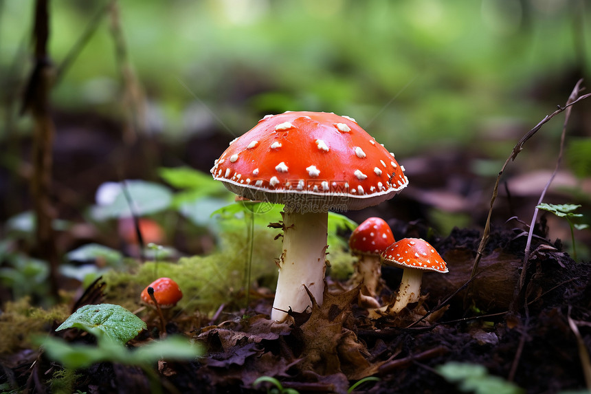 红色的真菌蘑菇图片