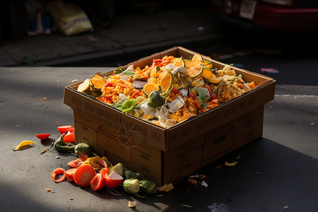 厨房垃圾分类回收的食物垃圾背景