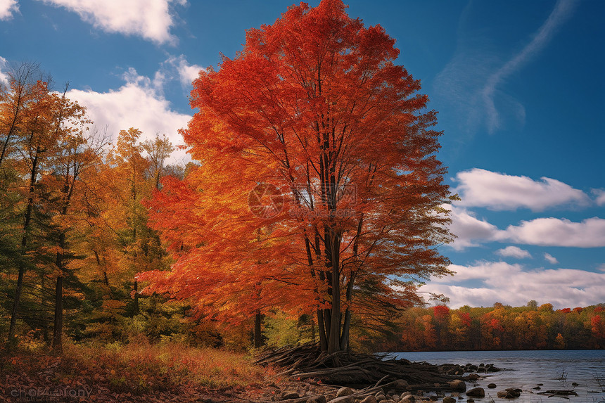 秋季美丽的森林景观图片