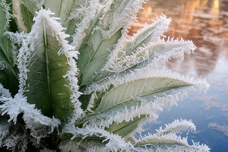 植物上的冰霜图片