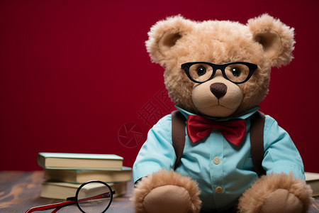 戴蝴蝶结的小熊戴着眼镜的小熊背景