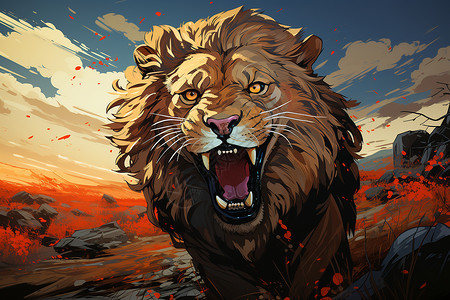 张嘴狮子张着大嘴的狮子插画