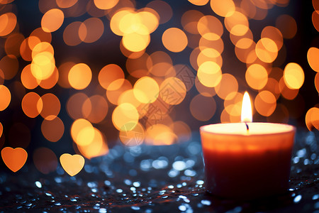 浪漫的蜡烛和灯光背景图片