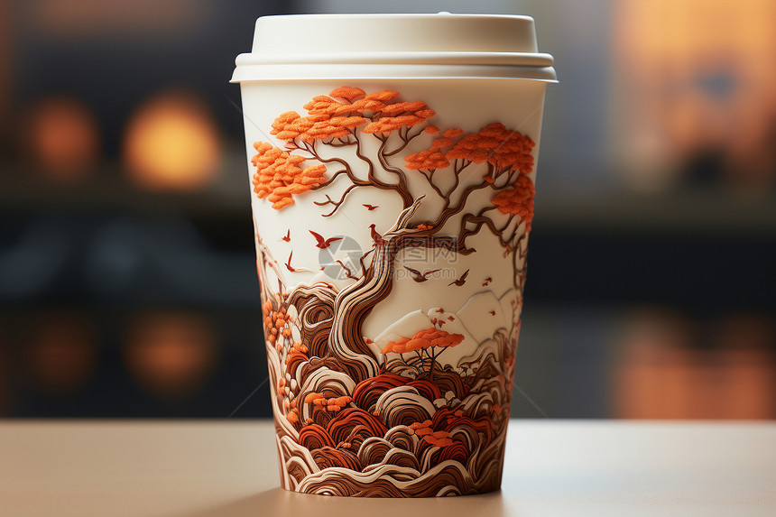 复杂的中国风咖啡杯图片
