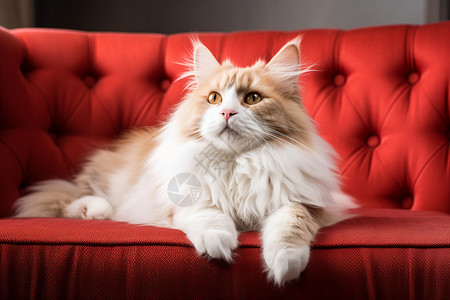 椅子上的猫红色上的猫背景