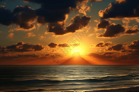 夕阳时海边的风景图片