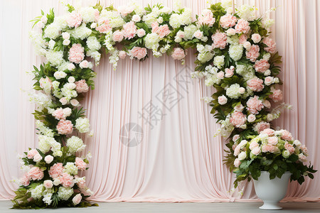 白色婚礼装饰婚礼花朵装饰拱门背景