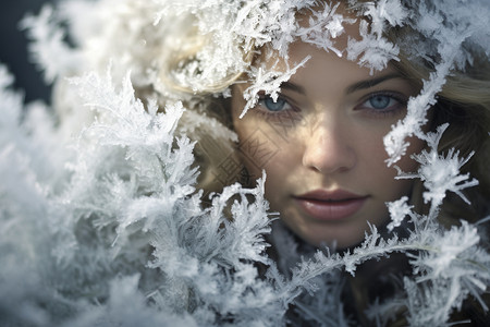 寒冬中的女人图片
