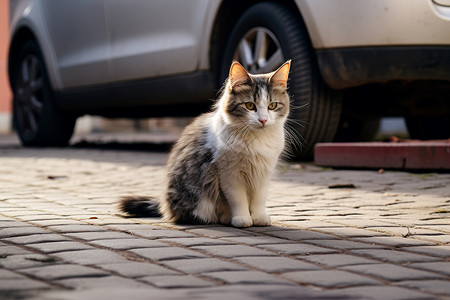流浪街头中的流浪猫背景
